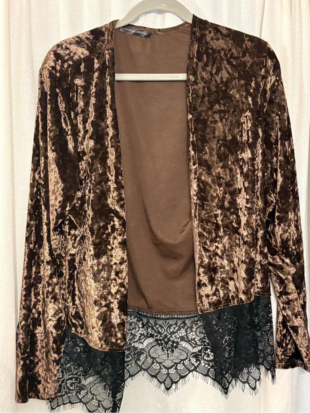 Open Front Brown Velvet Jacket